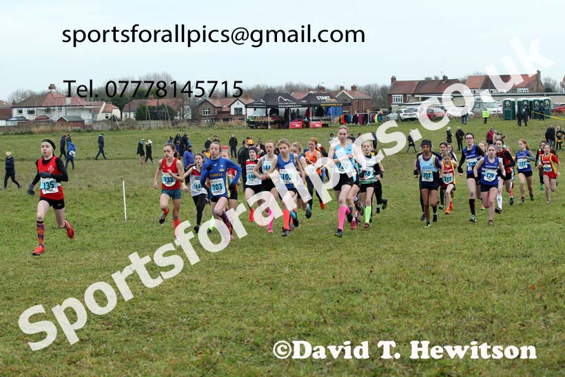 Girls under-13s, 2021 North Eastern Cross Country Championships, Sedgefield. Photo: David T. Hewitson/Sports for All Pics